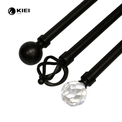 28mm Metal Curtain Pole With Birdgage Finials Extendable From 28-120 Inch Black Color
