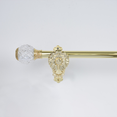 Gold Color Metal 6M Curtain Pipe Curtain Rods Sets with Crystal Finials Aluminum Home Decor