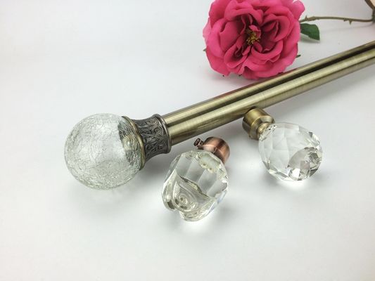 Crystal Round Stainless Steel Curtain Rods Double Ends